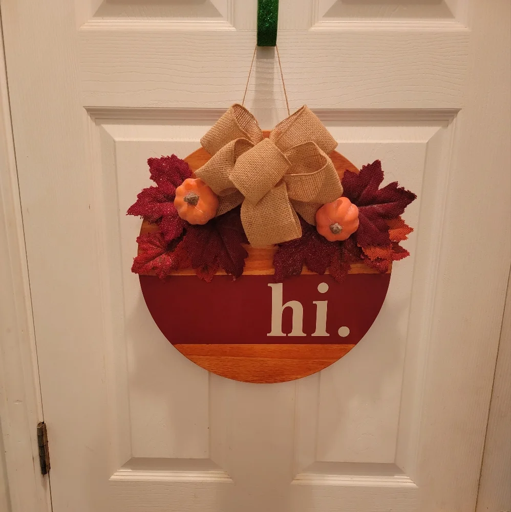 Hi Door Hanger | Fall Door Hanger | Wood Round Sign | Welcome Sign Front Door